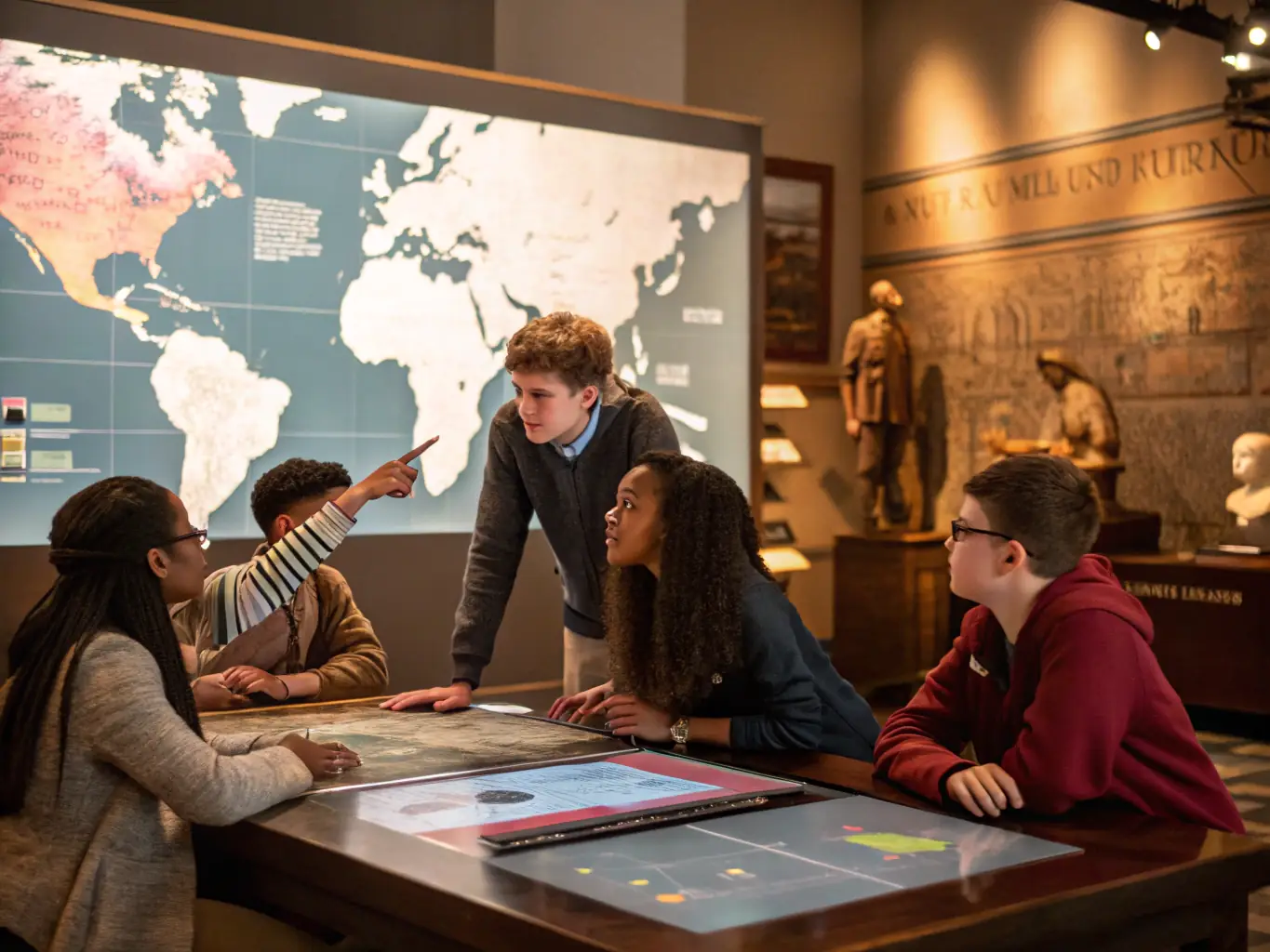 A group of students participating in an interactive workshop on local history, led by a HISTOIRE ET ARCHEOLOGIE PAYS D'AUBAZINE educator.