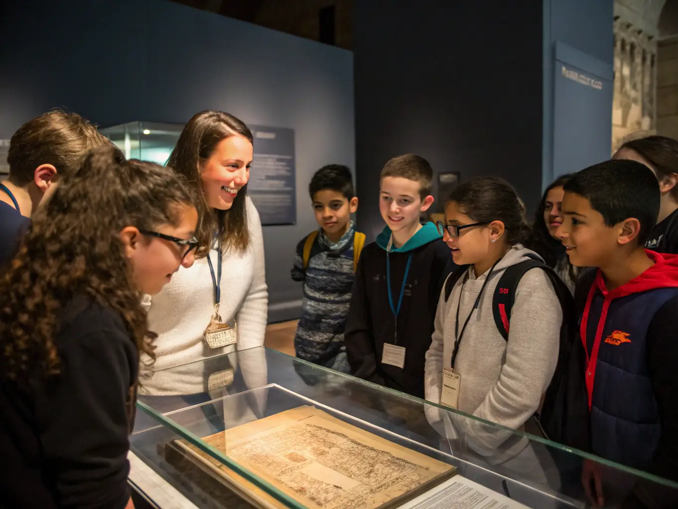 A teacher leading a workshop for local students, teaching them about the history and significance of archaeological finds in the region.
